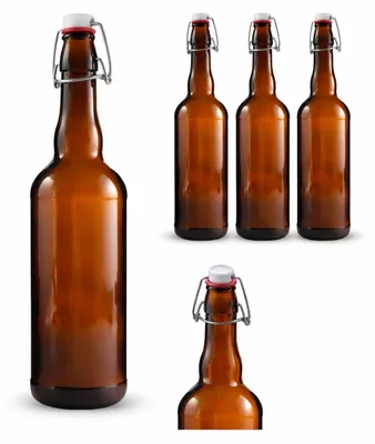 Immagine prodotto di Set di 12 bottiglie marroni da 750 ml con tappo
