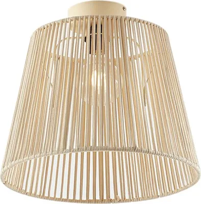 Produktbild von QAZQA - Japandi Japandi-Deckenleuchte I Deckenlampe I Lampe I Leuchte für den Außenbereich mit beigem Seil IP54 - Jayla I Außenbeleuchtung - Rund - LED geeignet E27