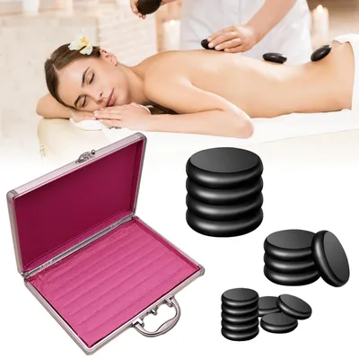 Produktbild von Heiße Basaltsteine Massagesteine Massage-Set - 16 Stück - Basalt - Mit Erwärmungsgerät - Für Zuhause