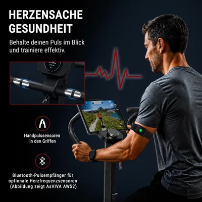 Produktbild von AsVIVA Ergometer H12 Tiefeinsteiger LED, 32 Stufen, 16 Programme, bis 150 kg