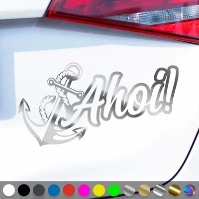 Produktbild von PantherPixel Ahoi Aufkleber Anker Seemannsgruß Moin Nordsee Ostsee Sticker Auto Geschenkidee Farbe Chrom-Silber