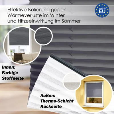 Produktbild von Premium Thermo Plissee lichtdurchlässig, Graphit, 100x130