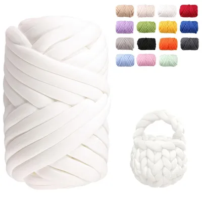 Obrázok produktu pre Vlnené priadze Chenille, 500 g, 25 m, hrubá priadza v tvare rúrky, biela, vhodné na ručné práce