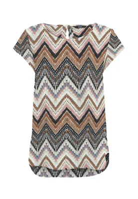 Productafbeelding van Print, korte mouwen, basic blouse, ronde hals, top, shirt, ONLVIC | maat 38