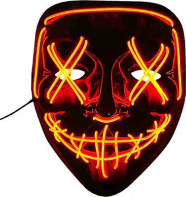 Produktbild von Beleuchtete Kostümmaske Purge - Rot - Maske mit LED-Beleuchtung - Anonyme Maske für Festival, Halloween, Party