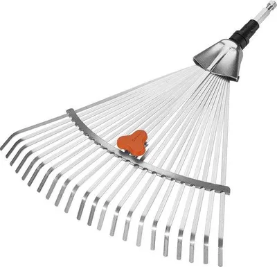 Image de Famanu Laubrechen, largeur de travail réglable de 30 à 50 cm - Outil de jardinage pour le ramassage des feuilles et la tonte du gazon - Système combiné avec tiges (3103-20) - Argent