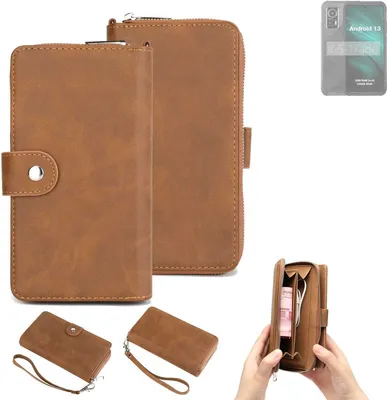 Produktbild von K-S-Trade Handyhülle Schutzhülle kompatibel mit AGM H6 Lite & Portemonnee Tasche Handytasche Case Etui Geldbörse Wallet braun (1x)