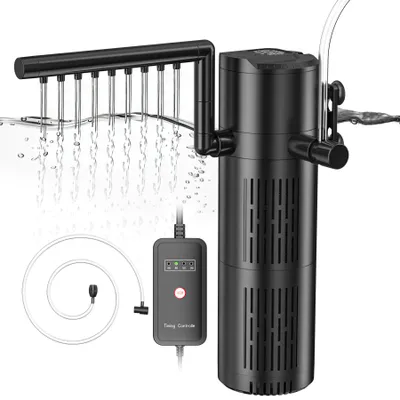 Image de Filtre d'aquarium Forever Speed avec clarificateur UVC, filtre intérieur pour aquarium 6 W, filtre nano 5-en-1 pour aquariums de 40 à 150 litres, 8 W, débit de 500 l/h