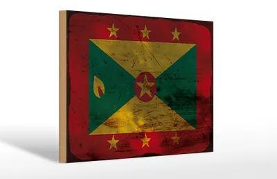 Produktbild von Holzschild Flagge Grenada 30x20cm Flag of Grenada Rost