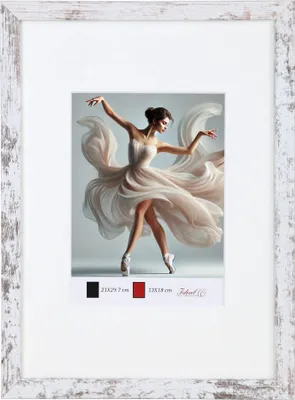Produktbild von Holzbilderrahmen mit Passepartout Elegantes Design Foto Rahmen Collage Wanddeko HR-5 Poster - Farbe: Shabby Weiß | Format: 50x70