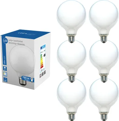 Produktbild von 6 x LED 360° Globe Glühbirne G120 10W = 60W E27 matt opal 790lm Glühlampe Sparlampe warmweiß 2700K