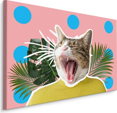 Produktbild von Fabelhafte Canvas LEINWAND BILDER 100x70 cm XXL Kunstdruck Katze Kunst Abstraktion