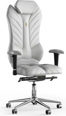 Produktbild von KULIK SYSTEM Monarch - Büro- und Heimstuhl mit patentierter ergonomisch geformter Rückenstütze und Sitzkissen - Leder (Weiß)