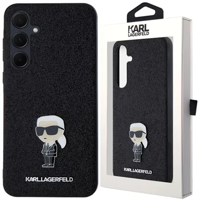 Zdjęcie produktu dla Etui Karl Lagerfeld Fixed Glitter Ikonik Logo Metal Pin Na Samsung Galaxy A55 - Czarne