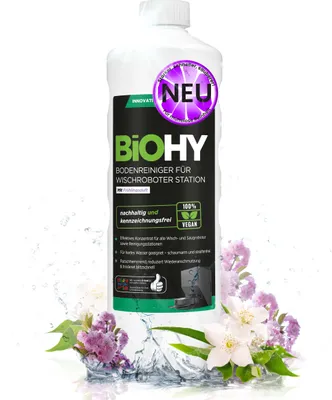 Produktbild von BiOHY Bodenreiniger für Wischroboter Station mit Frühlingsduft, Nicht schäumender Bodenreiniger für Reinigungsstationen, Für hartes Wasser geeignet – 1 x 1 Liter Flasche