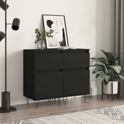 Produktbild von vidaXL Sideboards 2 Stk. Schwarz 40x35x70 cm Holzwerkstoff