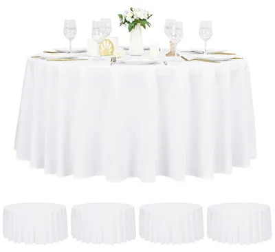Produktbild von Set aus 4 Weißen Runden Tischdecken 90 Zoll für Partys und Abendessen