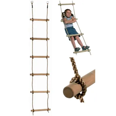 Produktbild von Strickleiter 2 m mit 6 Holzsprossen für Spielturm & Schaukel