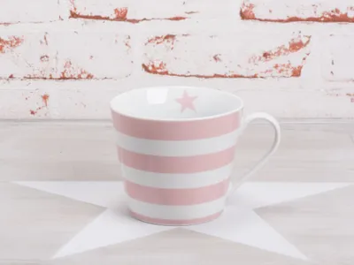 Produktbild von Krasilnikoff Tasse Happy Cup Streifen Rosa