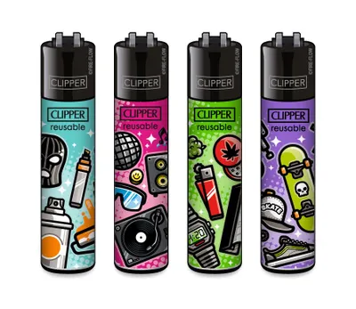 Produktbild von Clipper Feuerzeug 4er Set Subculture Pattern