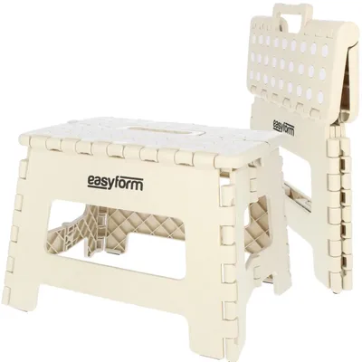 Zdjęcie produktu dla Taboret stołek składany antypoślizgowy schodek podest 150 kg 22 cm beżowy do kuchni łazienki pokoju dziecka