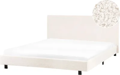Zdjęcie produktu dla BELIANI Łóżko złamana biel boucle 160 x 200 cm ze stelażem i zagłówkiem
