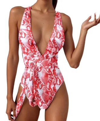 Productafbeelding van Dames Eenschouder Badpak met V-hals, Monokini voor Strandvakantie