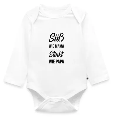 Produktbild von Spreadshirt Süß Wie Mama Stinkt Wie Papa Humor Tages Baby Body Langarm, 68 (3-6 M.), Weiß