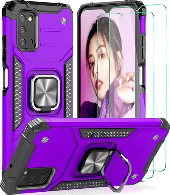 Immagine prodotto di Custodia per Samsung Galaxy A03S/A02S in silicone con supporto viola + 2xvetro