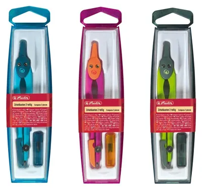 Image de herlitz Boîte à compas 2 pièces, couleurs assorties