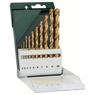 Produktbild von Metallbohrer-Set HSS-TiN, DIN 338 1/2/3/4/5/6/7/8/9/10 mm, 10-tlg.