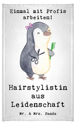 Produktbild von Mr. & Mrs. Panda Handtuch Hairstylistin Leidenschaft - Weiß - Geschenk, badezimmer, Beruf, Friseursalon, Lustig, Spruch, Kleines, gäste wc, buntes, Witzig, Klein