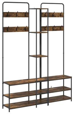 Productafbeelding van vidaXL Garderobekast met schoenenbank, gerookt eikenhout, 143 x 30 x 199,5 cm