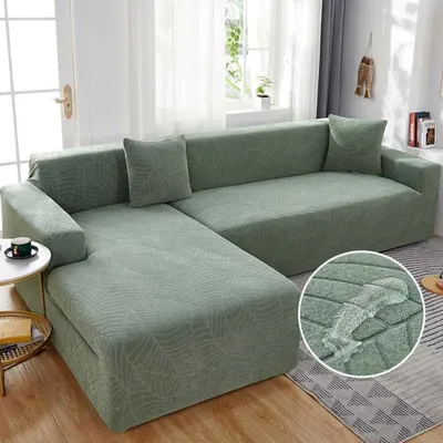 Produktbild von Sofabezug, Ecksofa in L-Form, wasserdicht, dehnbarer Sofabezug, universeller Couchbezug für 1/2/3/4-Sitzer (für Ecksofa in L-Form werden zwei benötigt) (1-Sitzer, grün)
