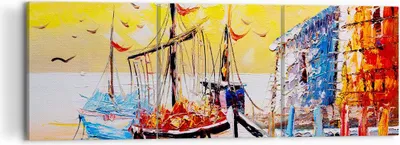 Produktbild von Bild auf Leinwand - Leinwandbild - Boot Segel Meer - 120x40cm - Wand Bild - Wanddeko - Wandbilder - Leinwanddruck - Bilder - Kunstdruck - Wanddekoration - Leinwand bilder - Wandkunst - CA120x40-3435