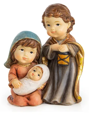 Miniatur-Krippe Heilige Familie, Polyresin, 7 cm, Weihnachtsdeko