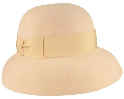 Borsalino elegante Damen Velours Glocke Audrey mit Ripsband in beige
