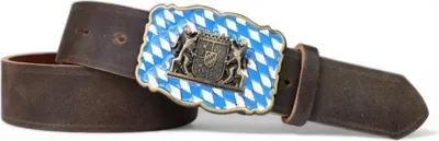 Produktbild von FRONHOFER hochwertiger Trachtengürtel Schnalle mit Wappen blau-weiß, Handarbeit