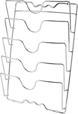Image de Rangement de cuisine - Support pour couvercles de casseroles - Fixation murale - 5 compartiments - Fer - Capacité de charge 3-5 kg
