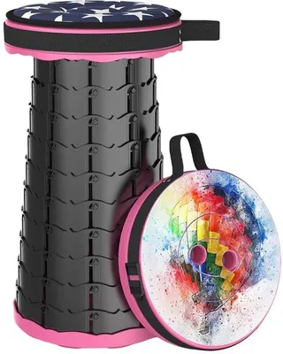 Produktbild von Unyqoos® Tragbarer, verstellbarer Klapphocker für Camping & Outdoor – 6–44 cm Sitzhöhe, Ø25 cm, 1 kg, rutschfeste Basis, 200 kg Tragkraft