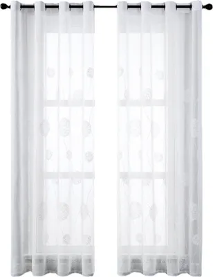 Produktbild von Transparent Vorhang Ösenschal – Weiß, 245x140 cm, 2er Set – Lichtdurchlässig & Elegant