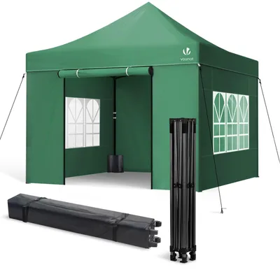 Produktbild von VOUNOT® Verstärktes Pavillon 3x3m, Wasserdichter Faltpavillon mit 4 Seitenteilen&Sandsäcke Grün