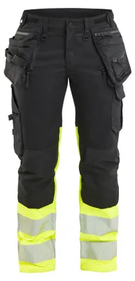 Produktbild von Blakläder Damen High Vis Arbeitshose Stretch 7030, Farbe:Schwarz/High Vis Gelb, Größe:C48