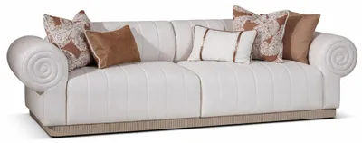 Zdjęcie produktu dla Nowoczesny, biały zestaw wypoczynkowy do salonu: sofa trzyosobowa, fotel, stolik kawowy, stolik pomocniczy