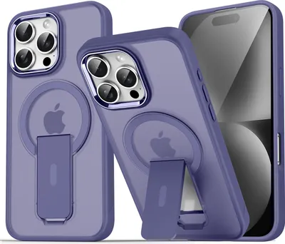 Image de Coque magnétique pour iPhone 13, iPhone 14, compatible MagSafe, dos mat, housse antichoc avec support Violet