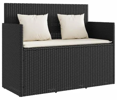 Productafbeelding van vidaXL Tuinbank met kussen, zwart, van polyrotan