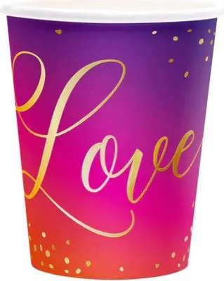 Obrázek produktu pro Papírový kelímek LOVE růžový 220ml 6ks.