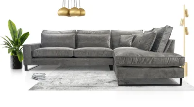 Image de AX LIVING Canapé gris clair Castellio Salon L Forme 314 cm D