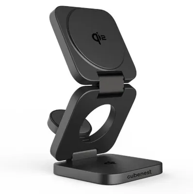 Obrázok produktu pre Bezdrôtová nabíjačka 3 v 1, magnetická rýchla nabíjačka 25 W, sivá