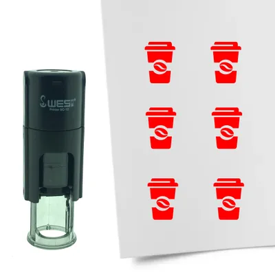 Produktbild von CombiCraft Selbstfärbender Stempel 'Kaffebecher' in der Farbe Rot, Ø10mm